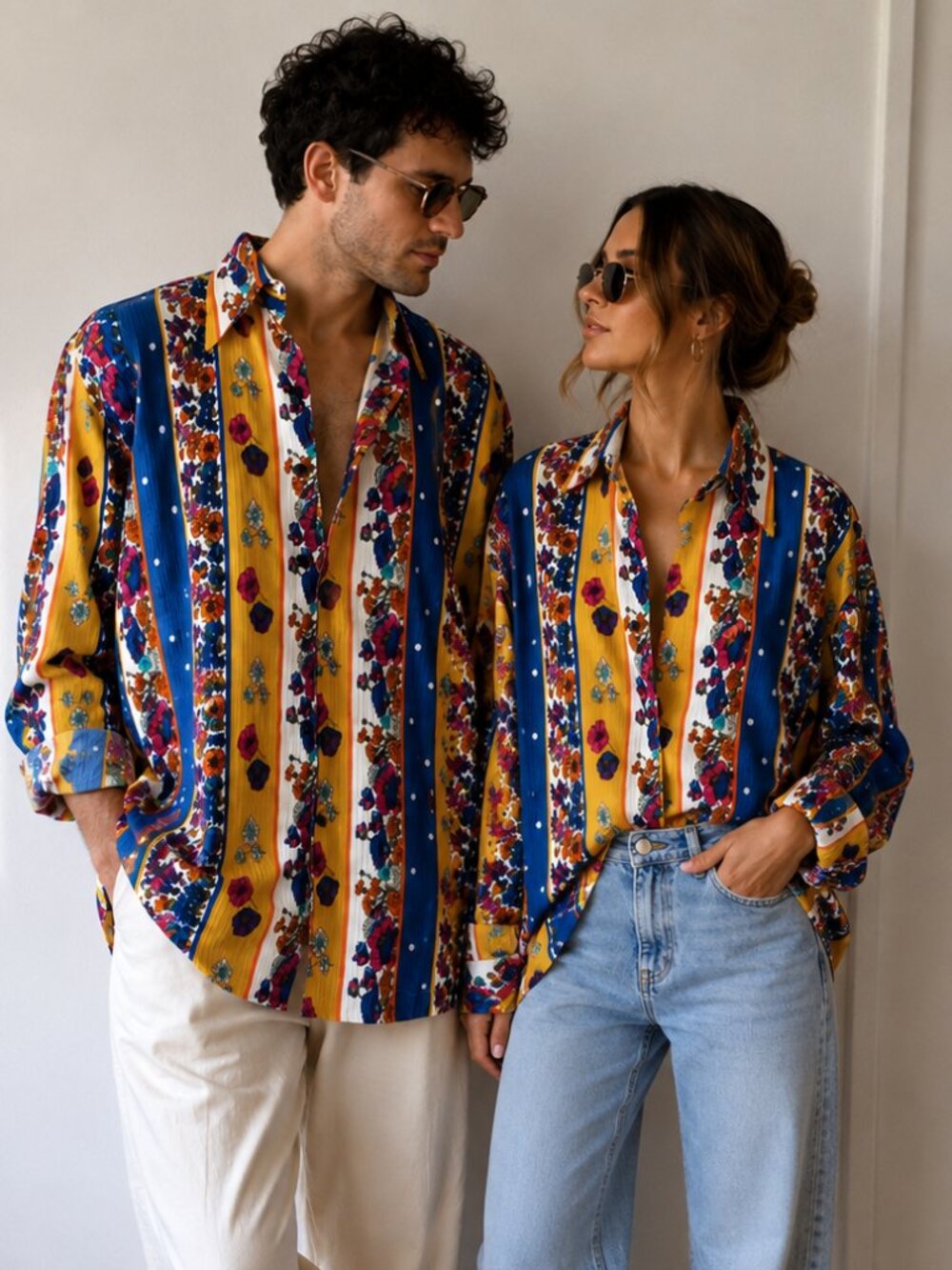 Vintage 90s A.C Mixed Print Patchwork Colorblock Shirt One Size Unisex